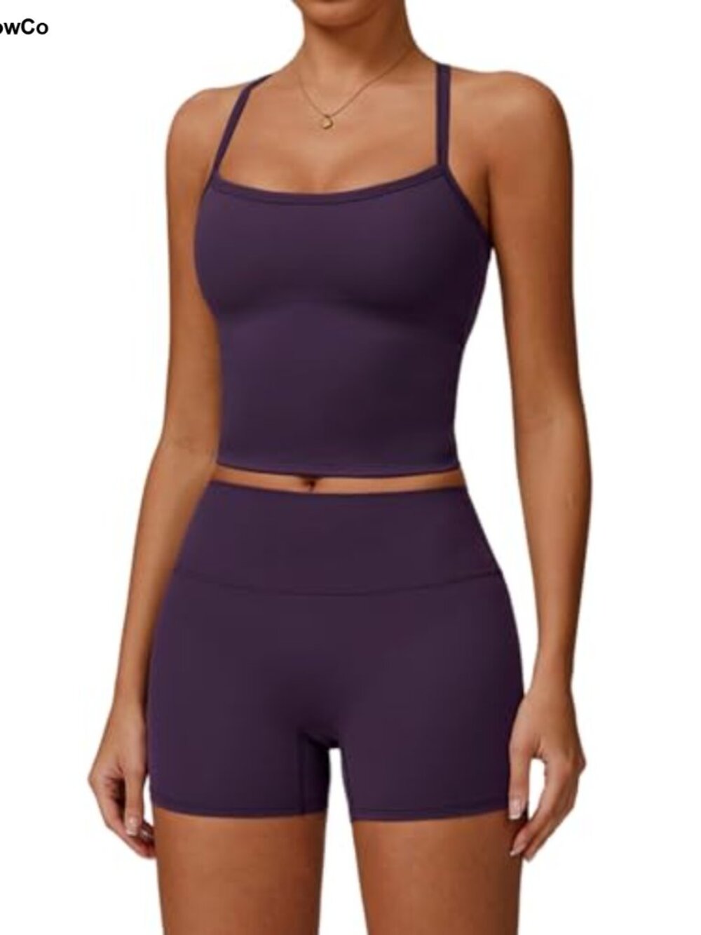 Two Piece Workout Set Tank Top High Waist Booty Shorts Gym Yoga